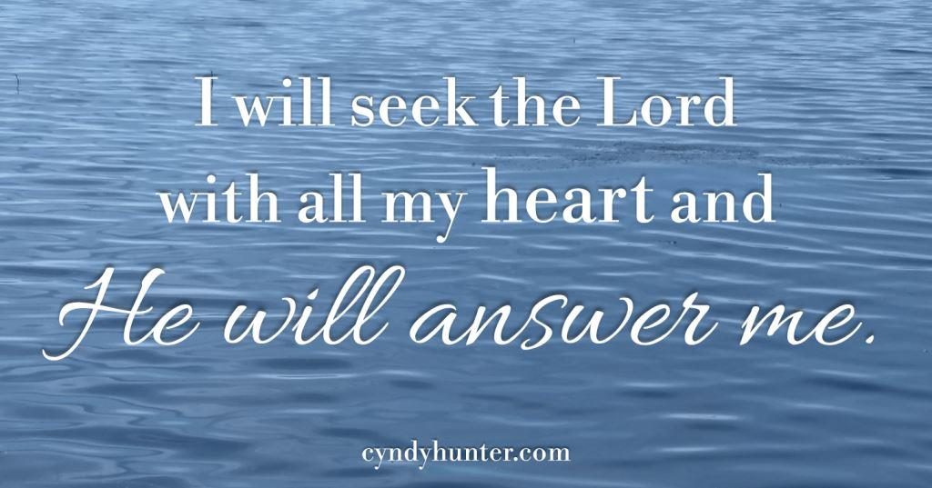 Water with text I will seek the Lord with all my heart and He will answer me.