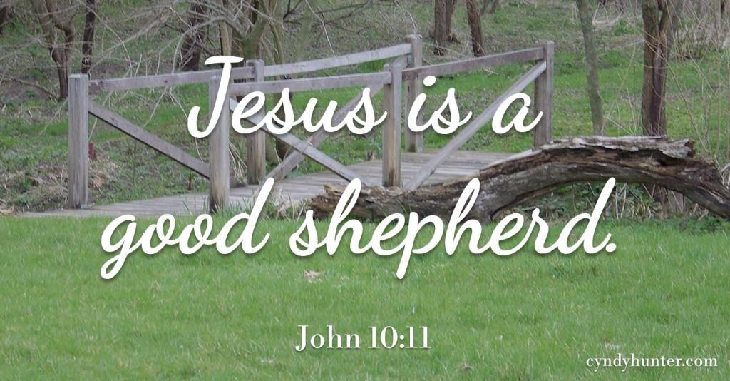 Nature scene with Jesus is a good shepherd. John 10:11