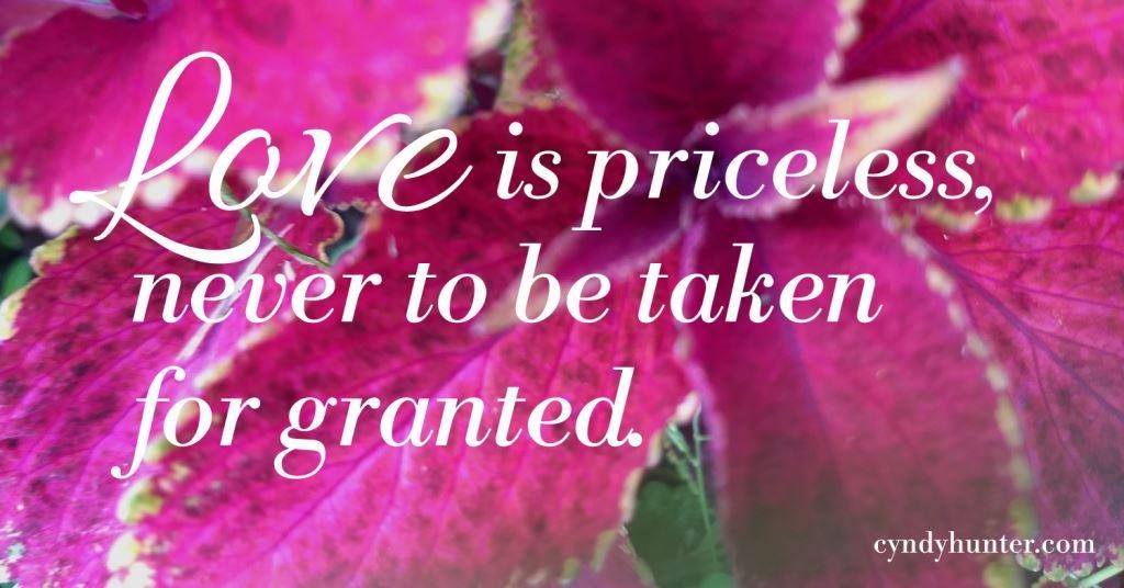 Pink coleus with inspirational quote about love.