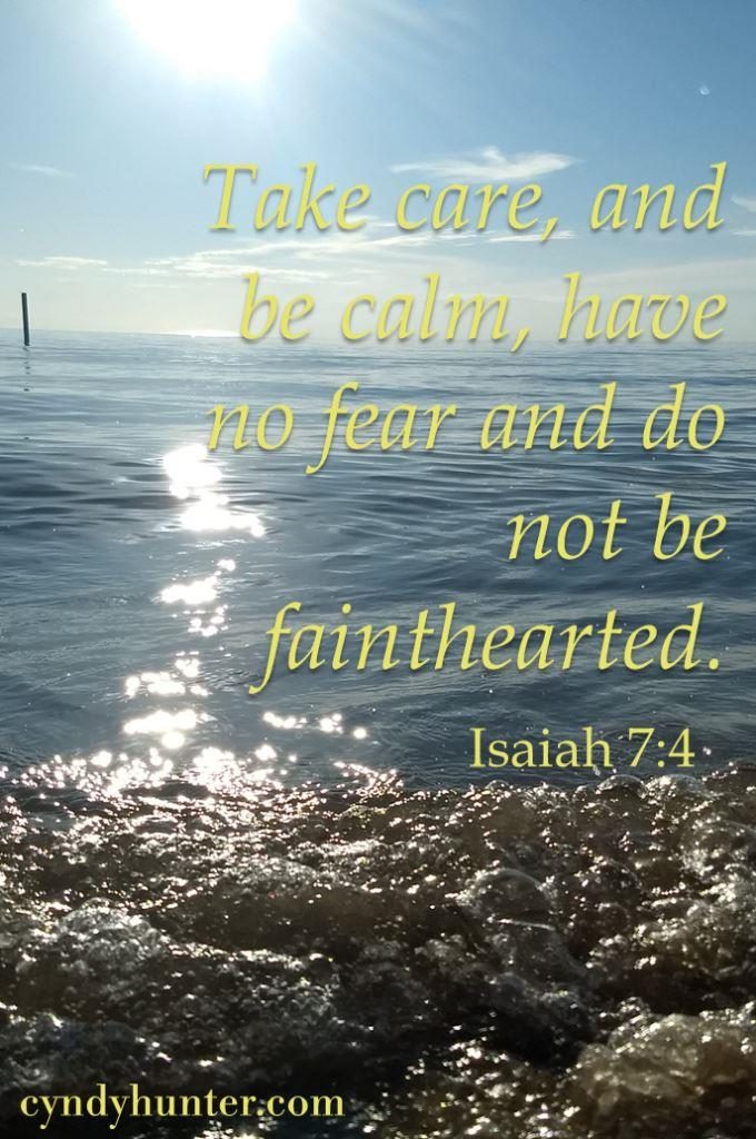 Isaiah 7:4 on lakeshore background