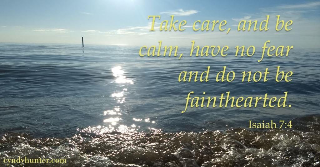 Isaiah 7:4 on lake surf background