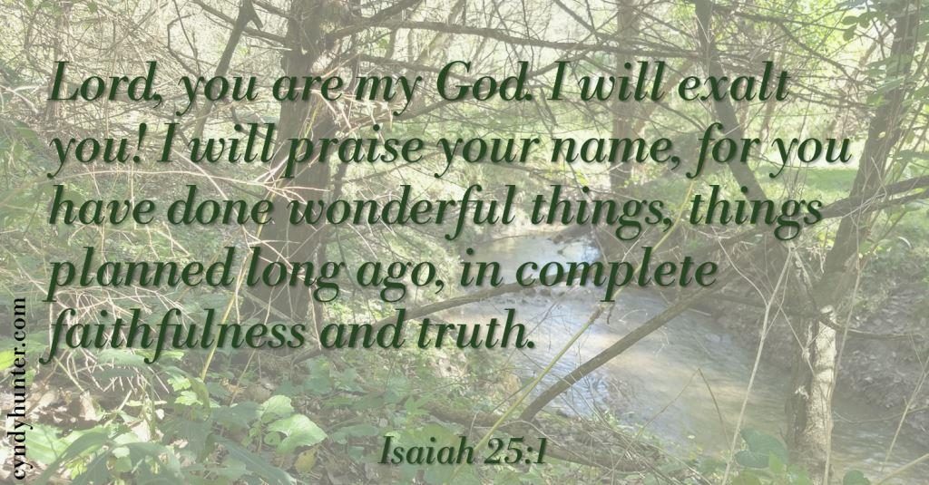 Isaiah 25:1 on a nature picture