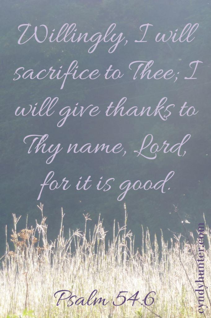 Psalm 54:6 Willingly, I will sacrifice to Thee.