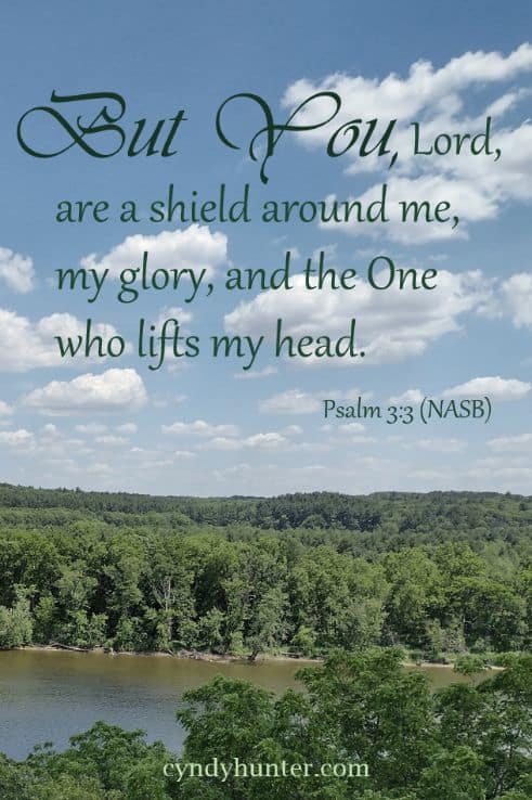 But You, O Lord are a shield around me, my glory, and the One who lifts my head. Psalm 3